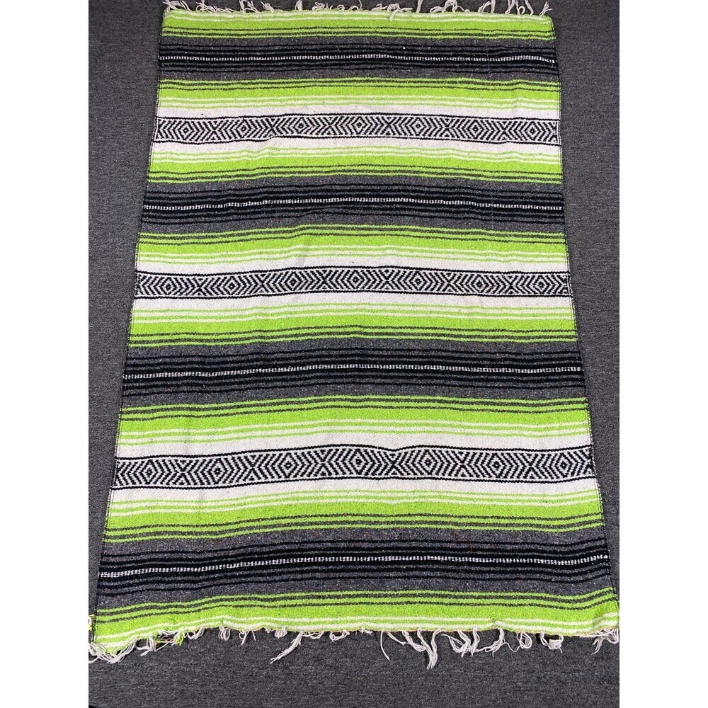 Vintage Navajo Style Hand Made Mexican Blanket with Fringes Frank’s Multicolor